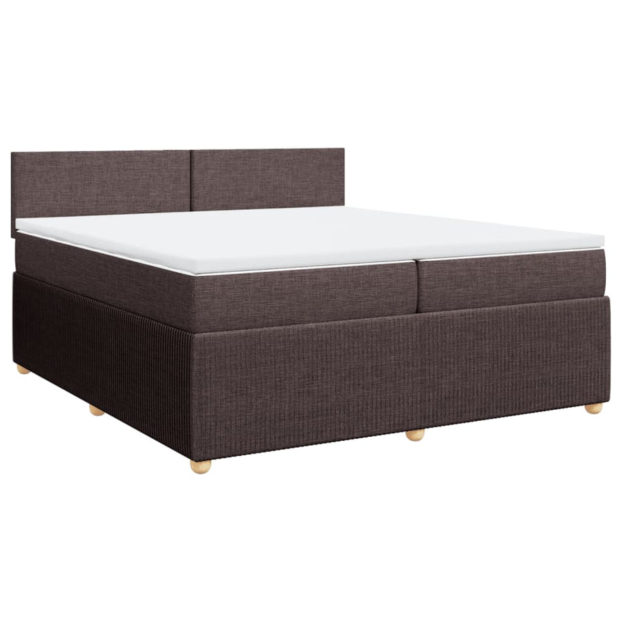 Boxspring met matras stof donkerbruin 200x200 cm