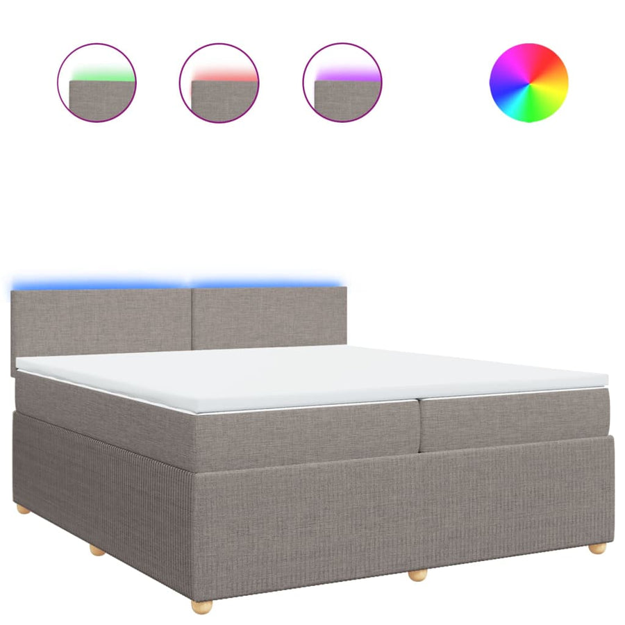 Boxspring met matras stof taupe 200x200 cm