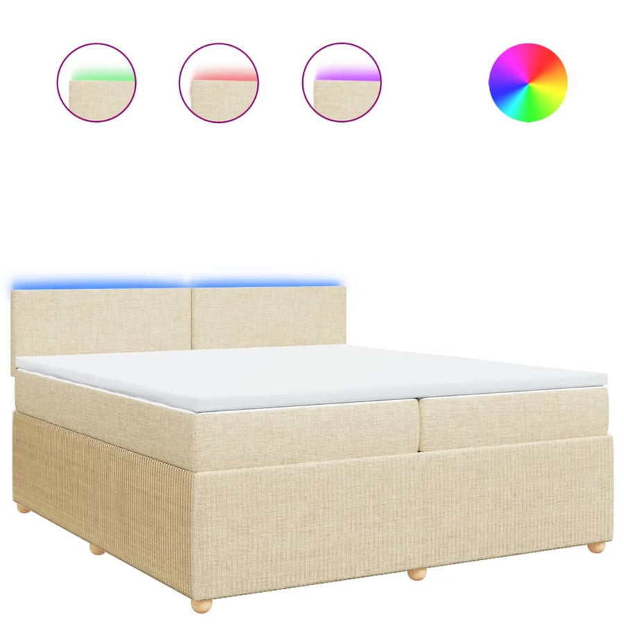 Boxspring met matras stof crèmekleurig 200x200 cm