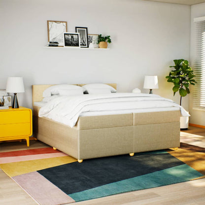 Boxspring met matras stof crèmekleurig 200x200 cm