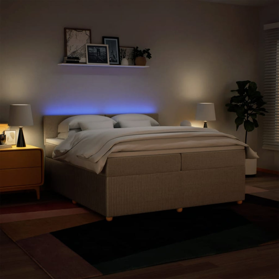 Boxspring met matras stof crèmekleurig 200x200 cm