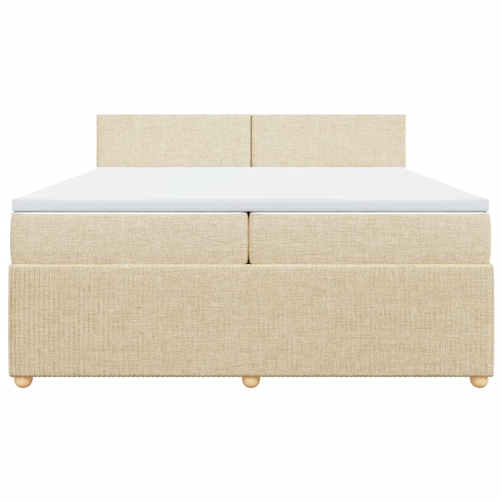 Boxspring met matras stof crèmekleurig 200x200 cm