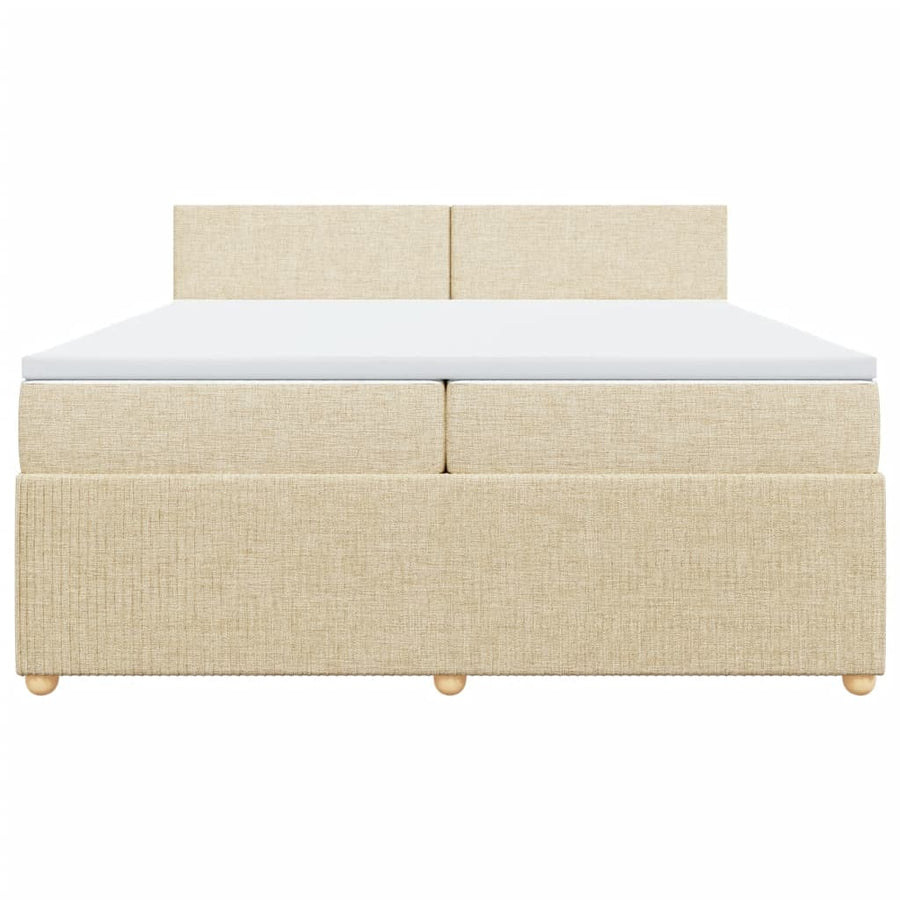 Boxspring met matras stof crèmekleurig 200x200 cm