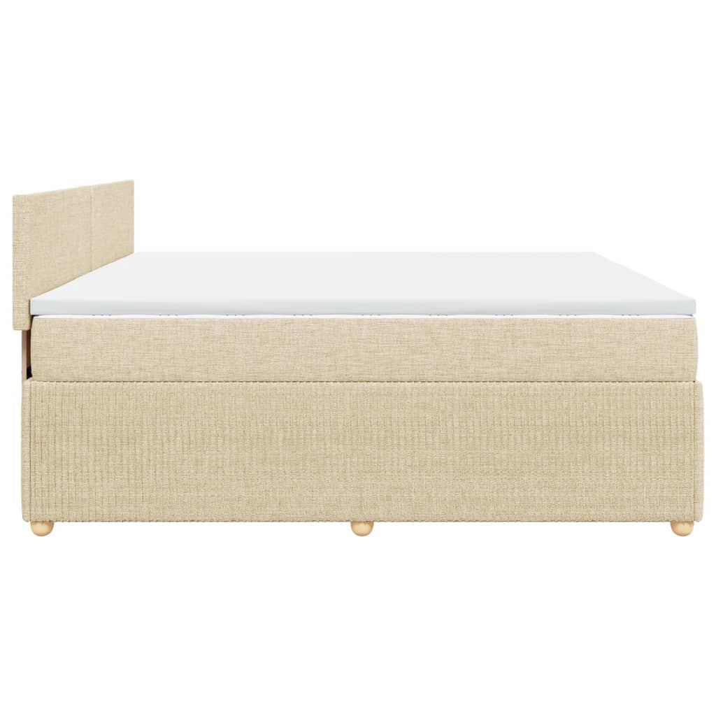 Boxspring met matras stof crèmekleurig 200x200 cm