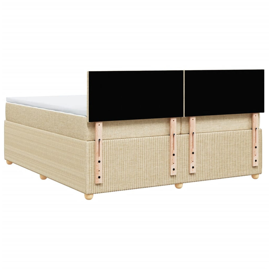 Boxspring met matras stof crèmekleurig 200x200 cm