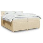 Box spring with fabric mattress cream-coloured 200x200 cm