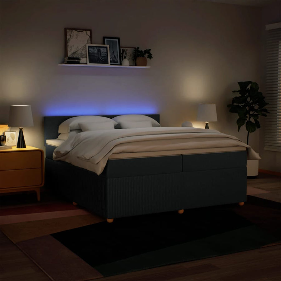 Boxspring met matras stof blauw 200x200 cm