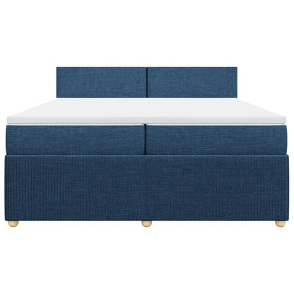 Boxspring met matras stof blauw 200x200 cm