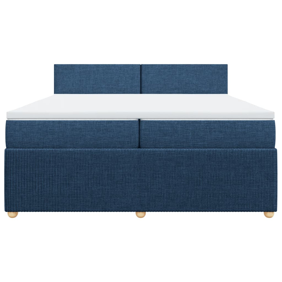 Boxspring met matras stof blauw 200x200 cm
