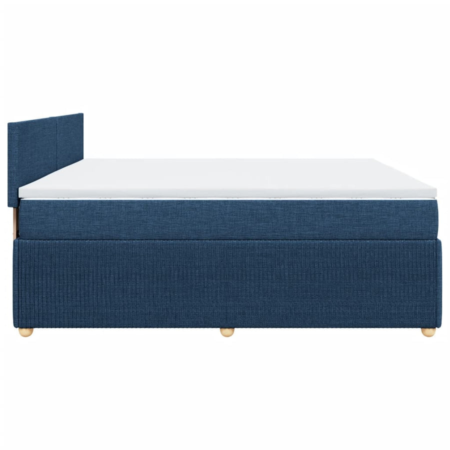 Boxspring met matras stof blauw 200x200 cm