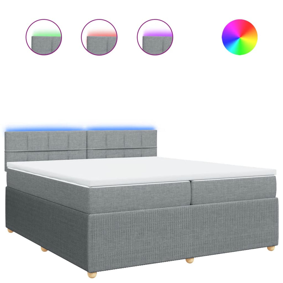 Boxspring met matras stof lichtgrijs 200x200 cm