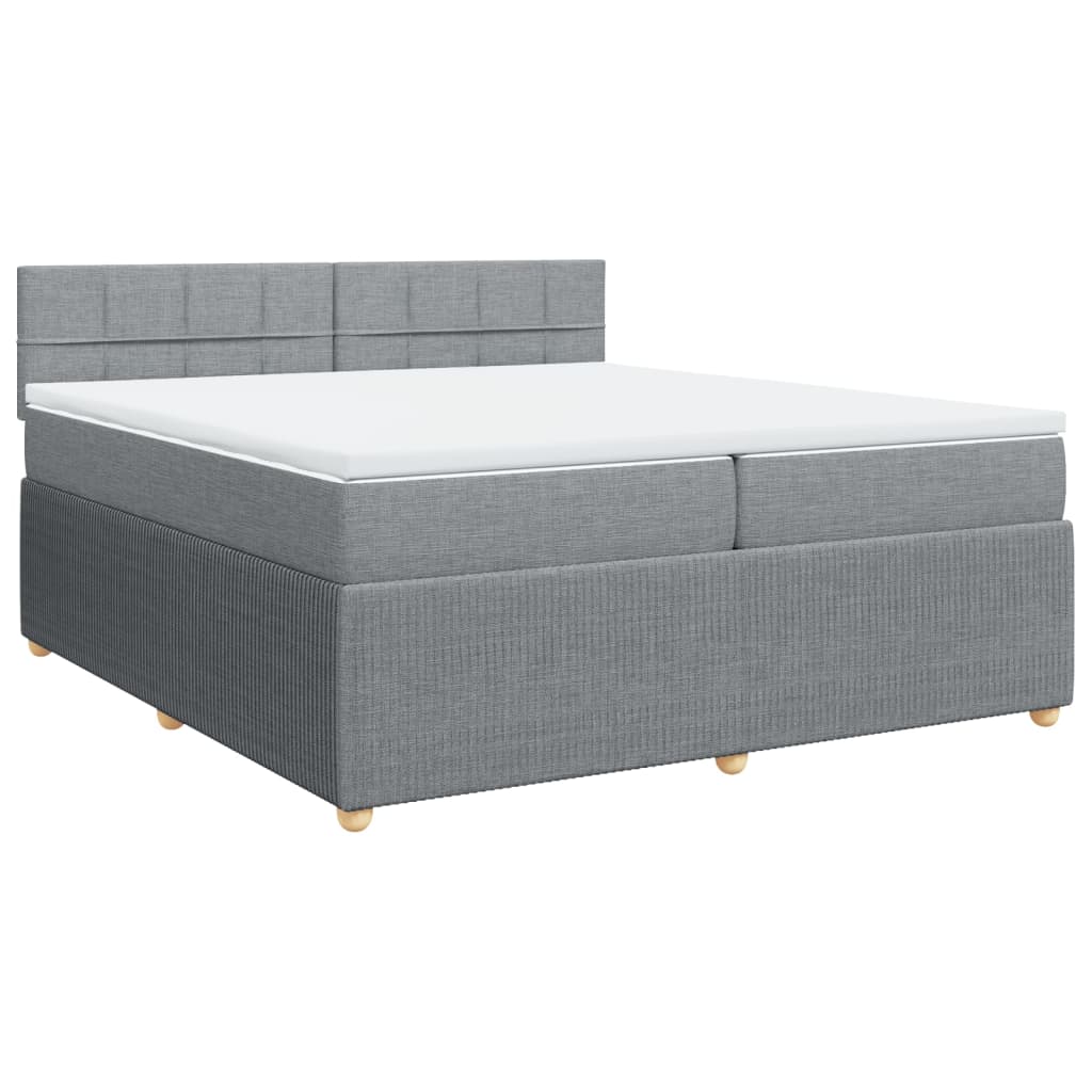 Boxspring met matras stof lichtgrijs 200x200 cm