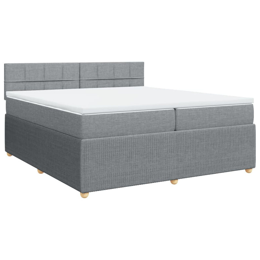 Boxspring met matras stof lichtgrijs 200x200 cm
