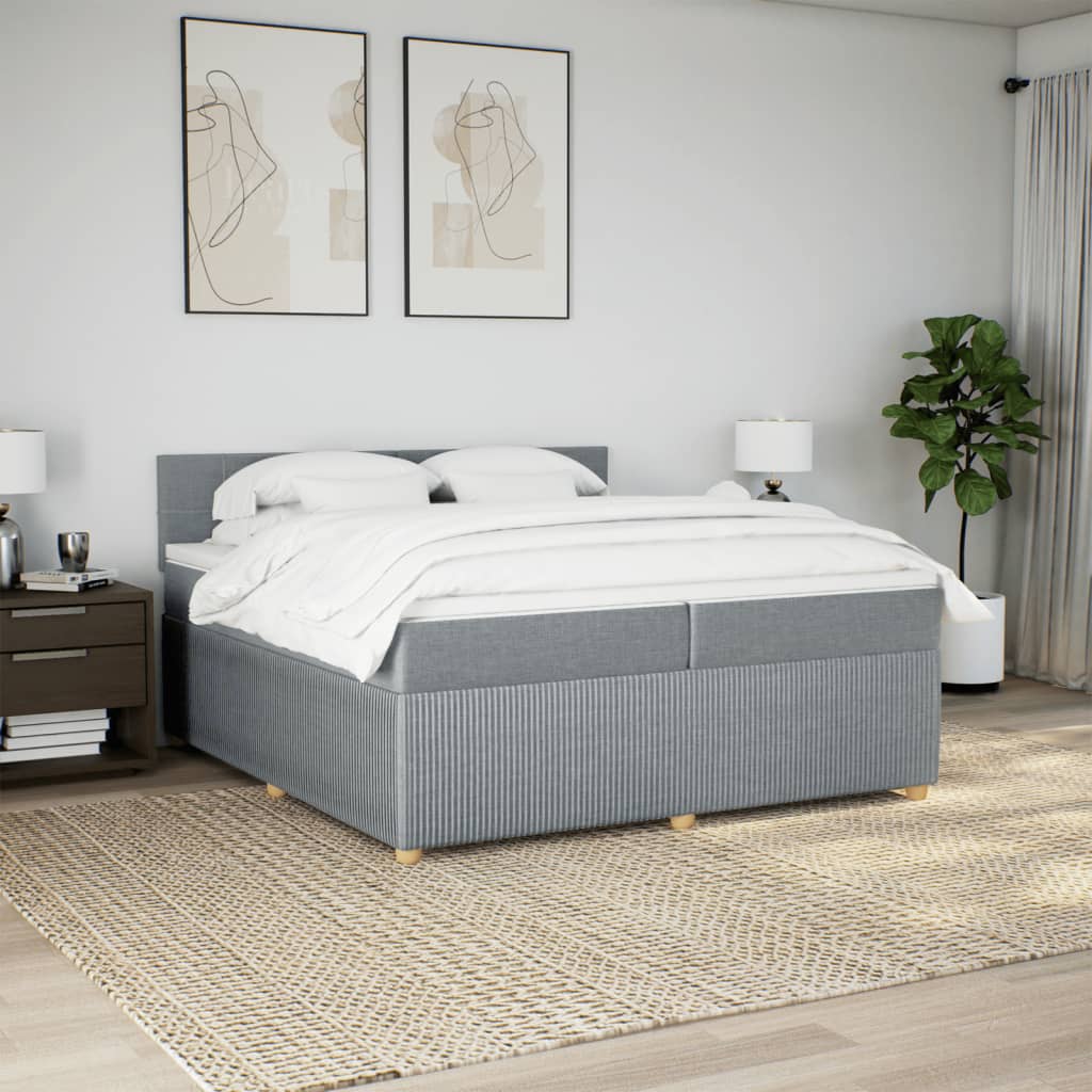 Boxspring met matras stof lichtgrijs 200x200 cm