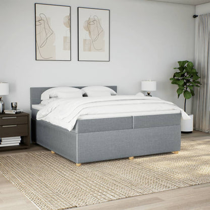 Boxspring met matras stof lichtgrijs 200x200 cm