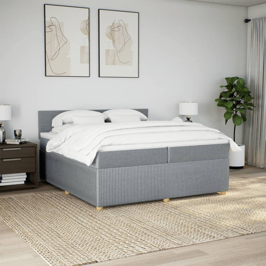 Boxspring met matras stof lichtgrijs 200x200 cm