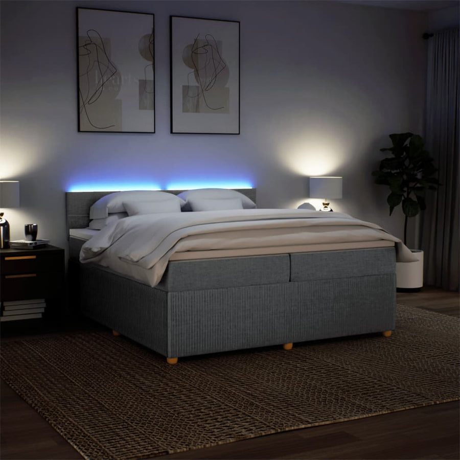 Boxspring met matras stof lichtgrijs 200x200 cm