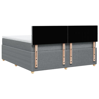 Boxspring met matras stof lichtgrijs 200x200 cm