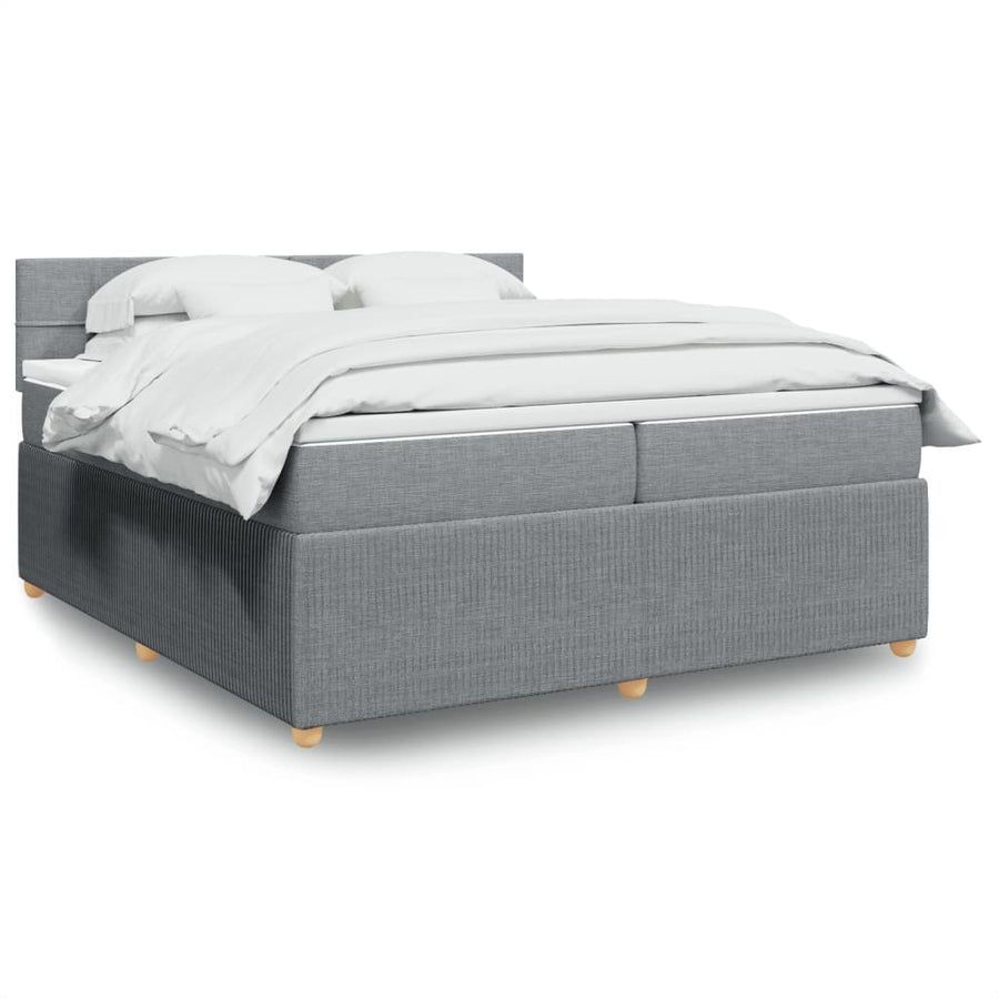 Boxspring met matras stof lichtgrijs 200x200 cm