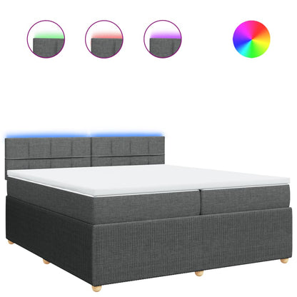 Boxspring met matras stof donkergrijs 200x200 cm