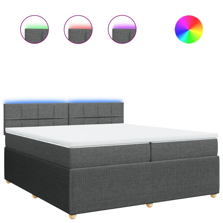 Boxspring met matras stof donkergrijs 200x200 cm