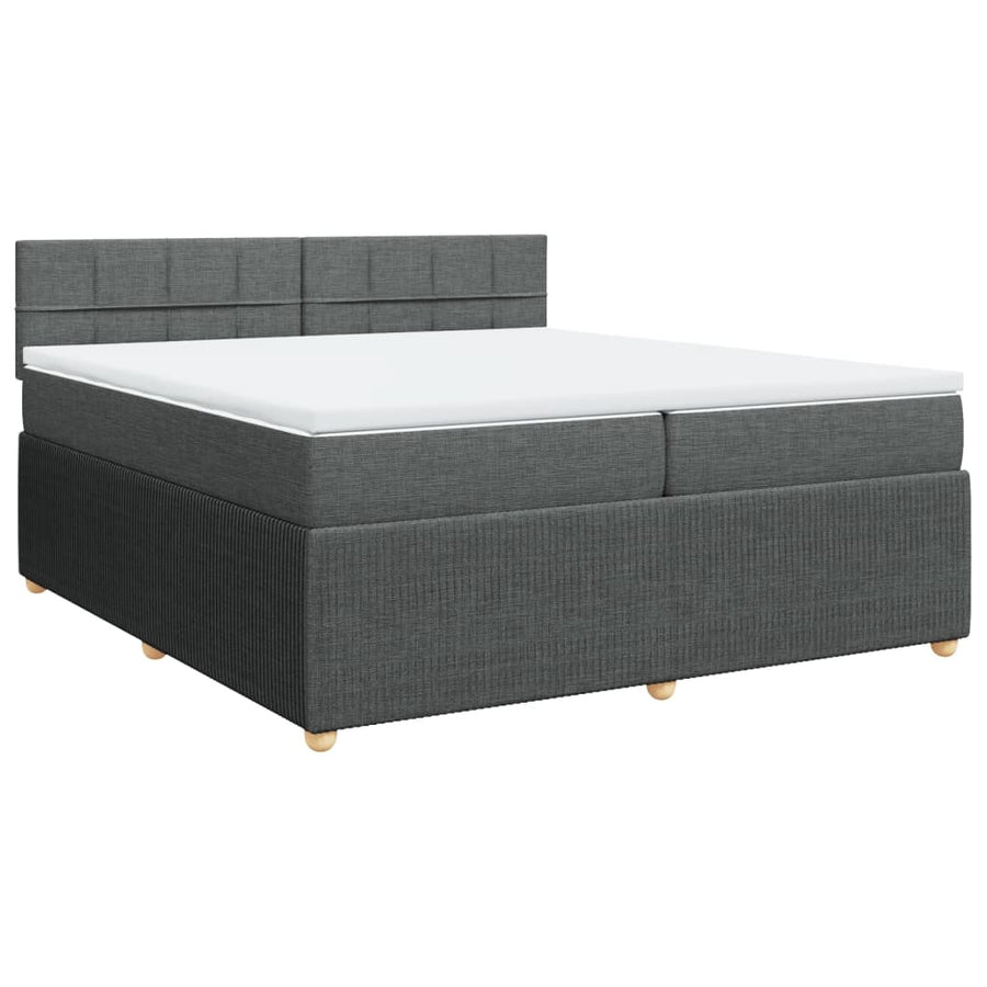 Boxspring met matras stof donkergrijs 200x200 cm