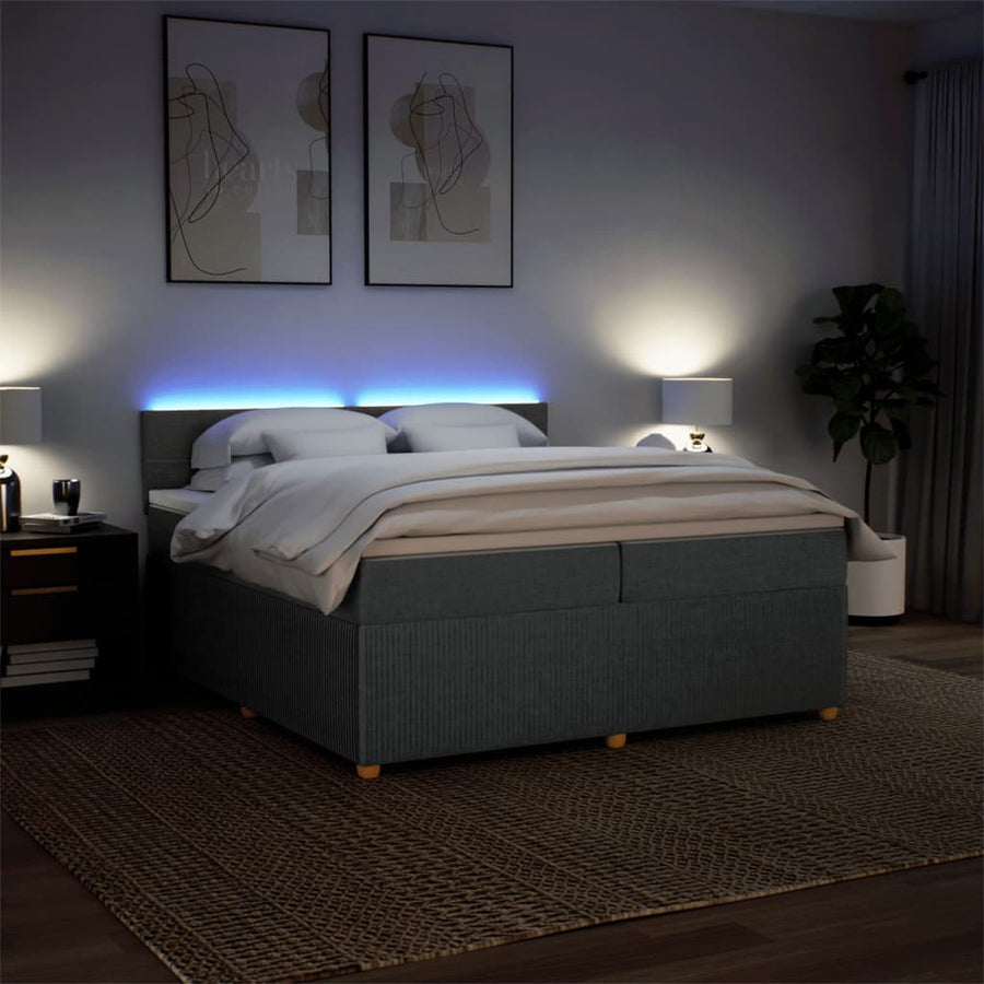 Boxspring met matras stof donkergrijs 200x200 cm