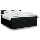 Box spring bed with mattress fabric black 200x200 cm