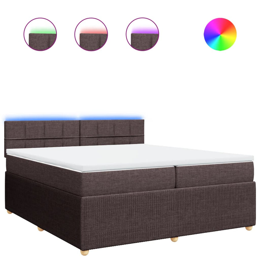 Boxspring met matras stof donkerbruin 200x200 cm