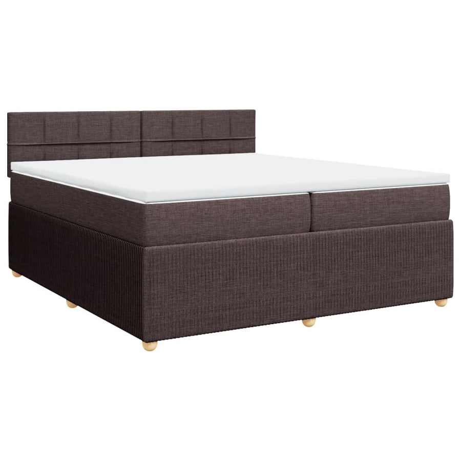 Boxspring met matras stof donkerbruin 200x200 cm