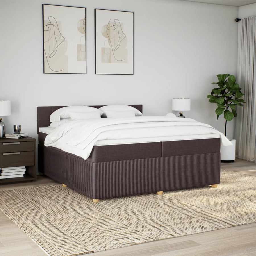 Boxspring met matras stof donkerbruin 200x200 cm