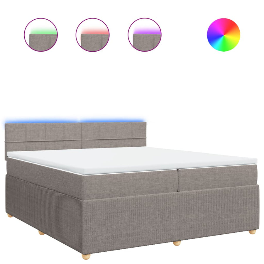 Boxspring met matras stof taupe 200x200 cm