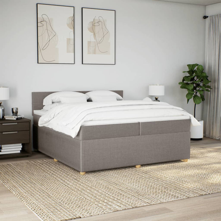 Boxspring met matras stof taupe 200x200 cm
