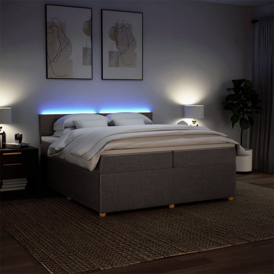 Boxspring met matras stof taupe 200x200 cm