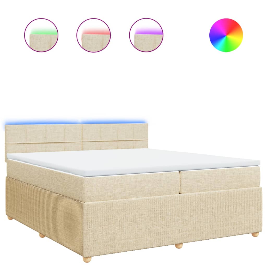 Boxspring met matras stof crèmekleurig 200x200 cm