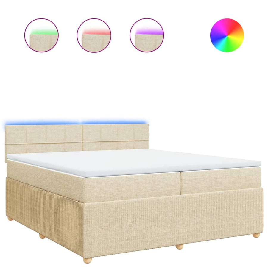Boxspring met matras stof crèmekleurig 200x200 cm