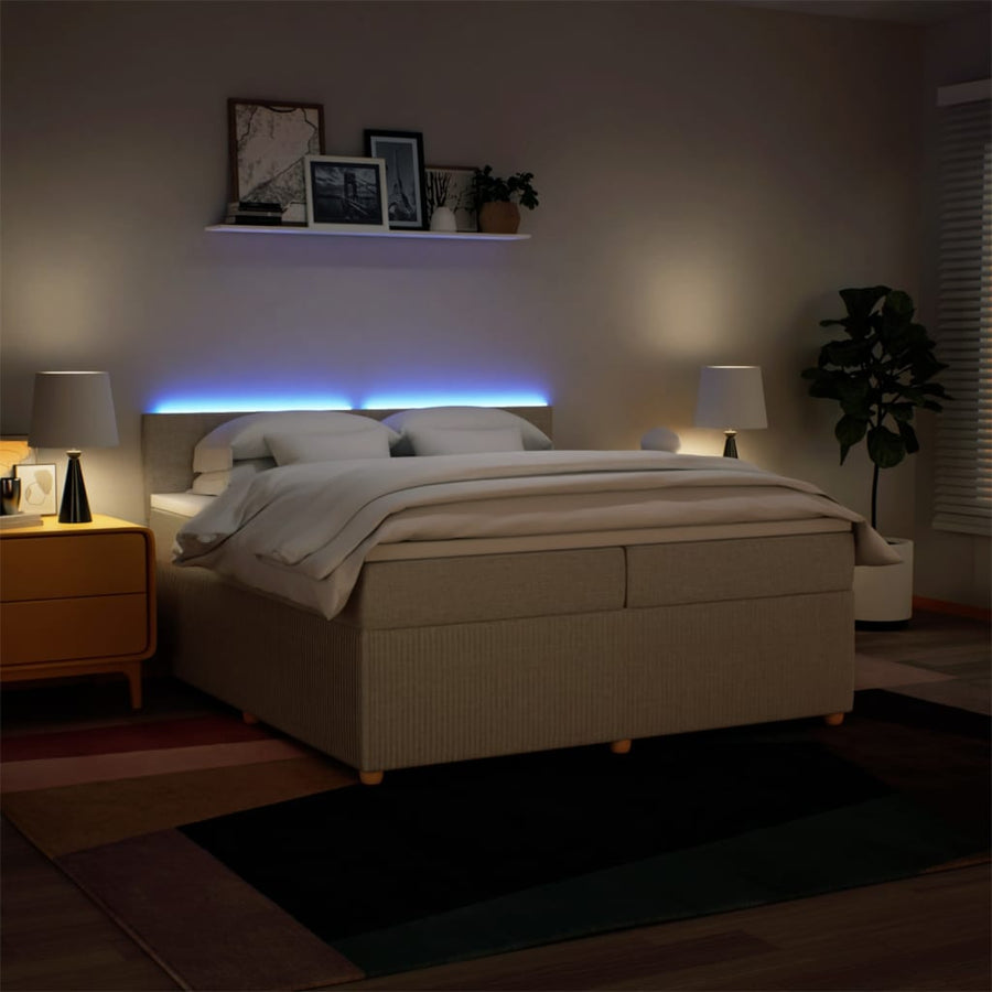 Boxspring met matras stof crèmekleurig 200x200 cm