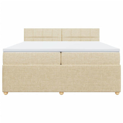 Boxspring met matras stof crèmekleurig 200x200 cm