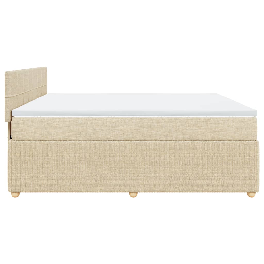 Boxspring met matras stof crèmekleurig 200x200 cm
