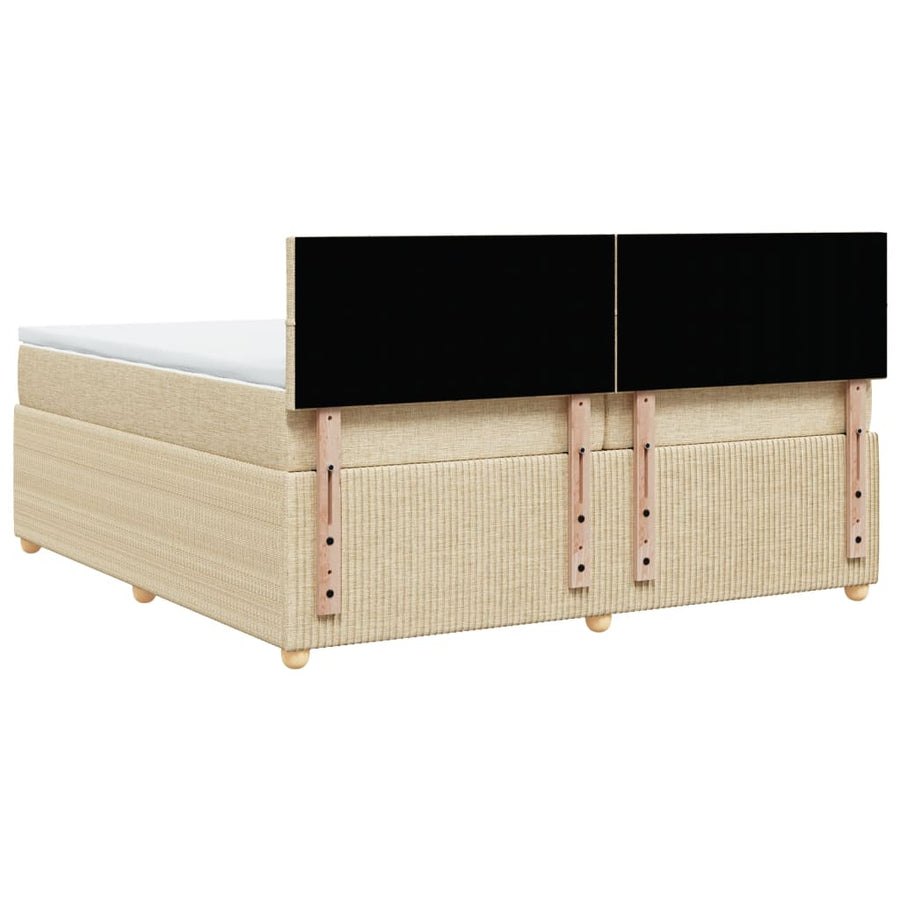 Boxspring met matras stof crèmekleurig 200x200 cm