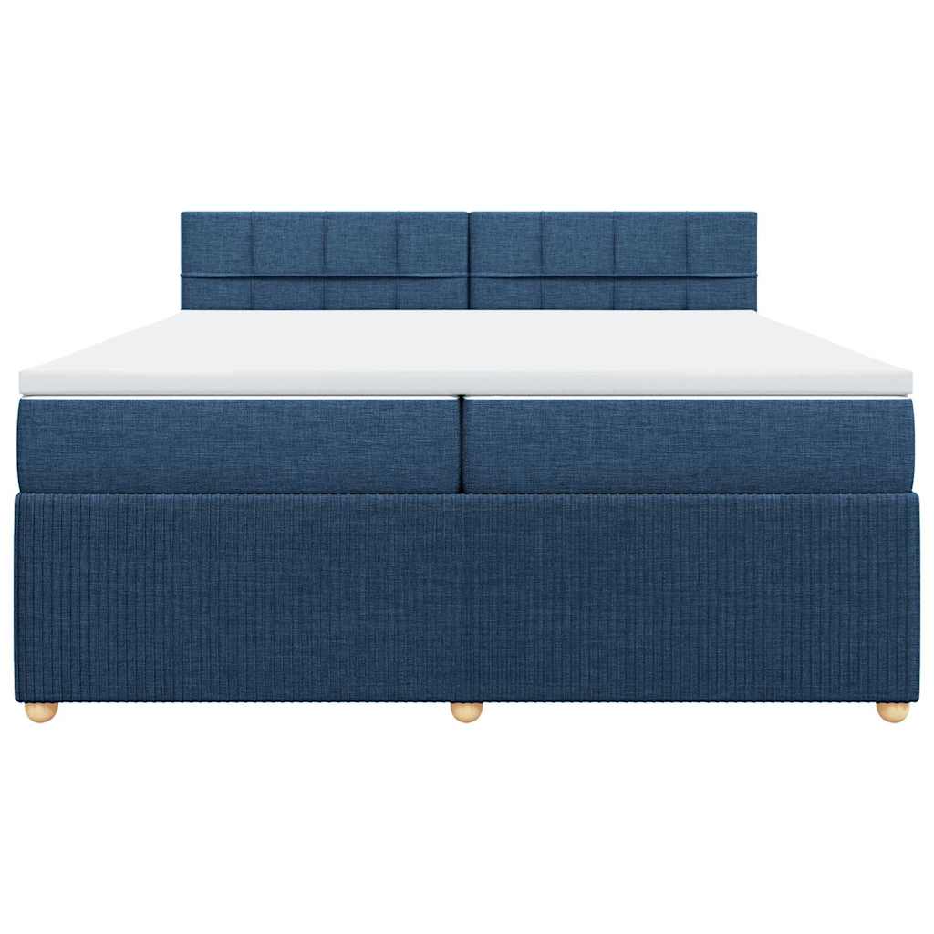 Boxspring met matras stof blauw 200x200 cm