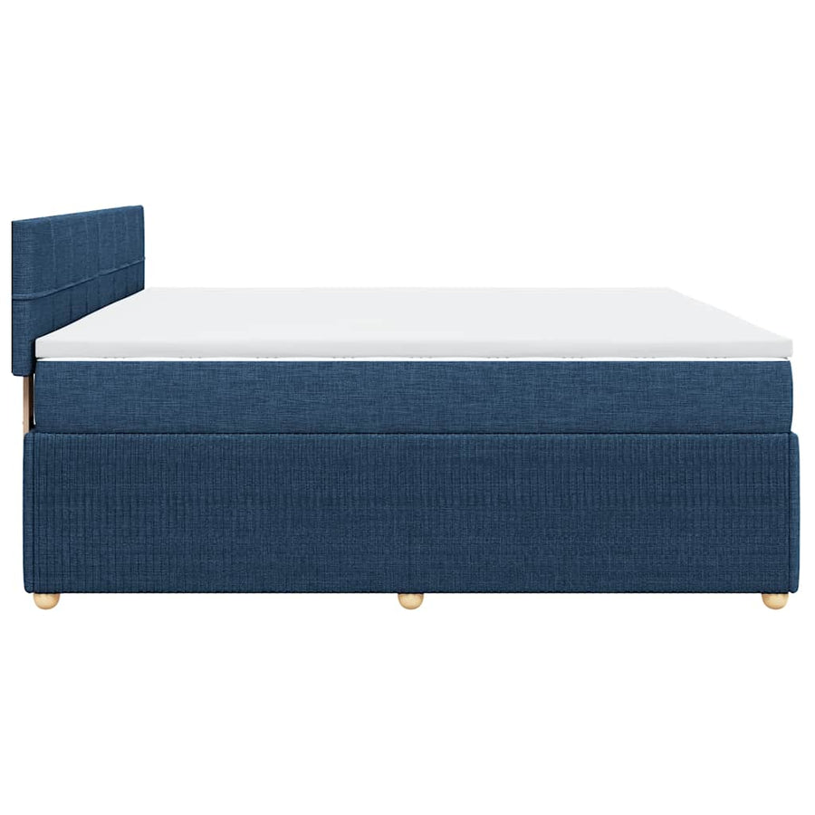 Boxspring met matras stof blauw 200x200 cm