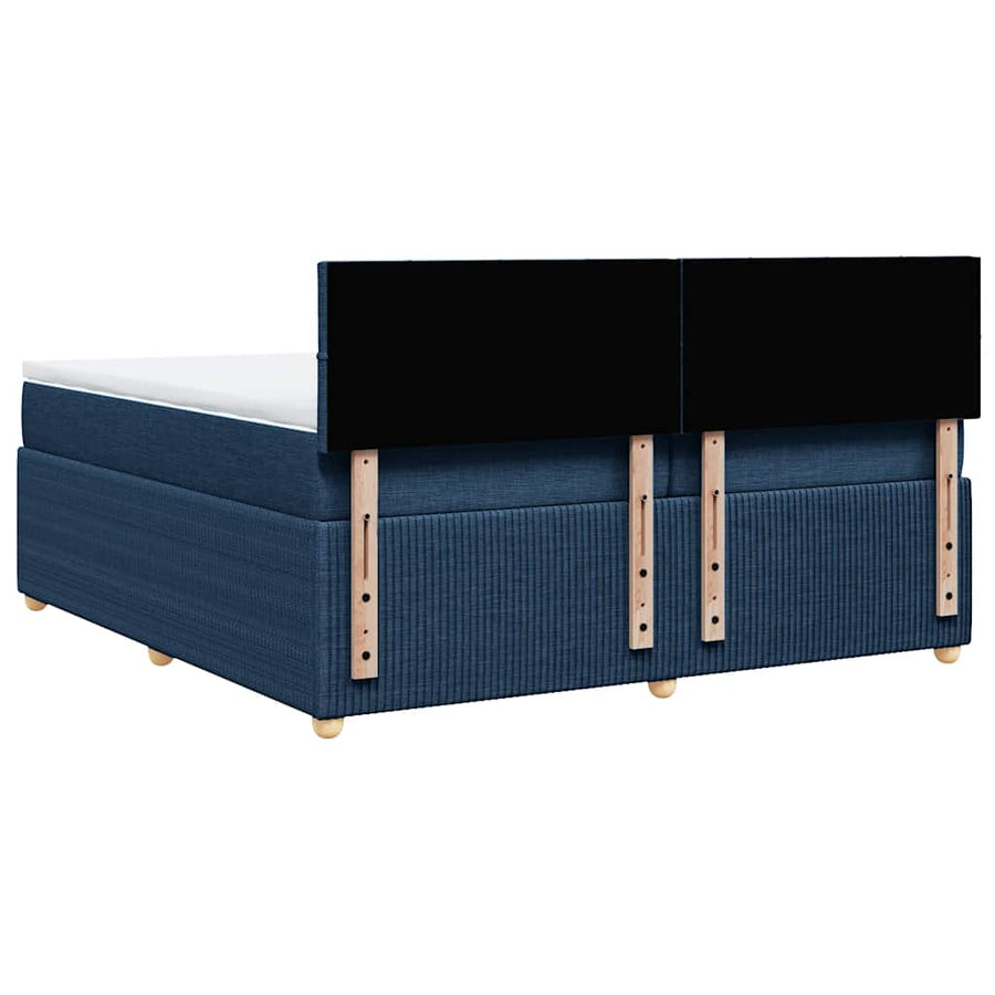 Boxspring met matras stof blauw 200x200 cm