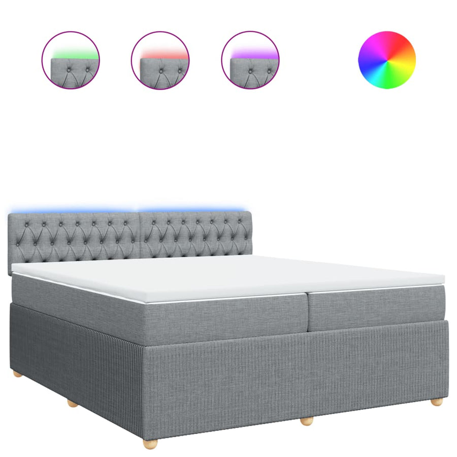 Boxspring met matras stof lichtgrijs 200x200 cm
