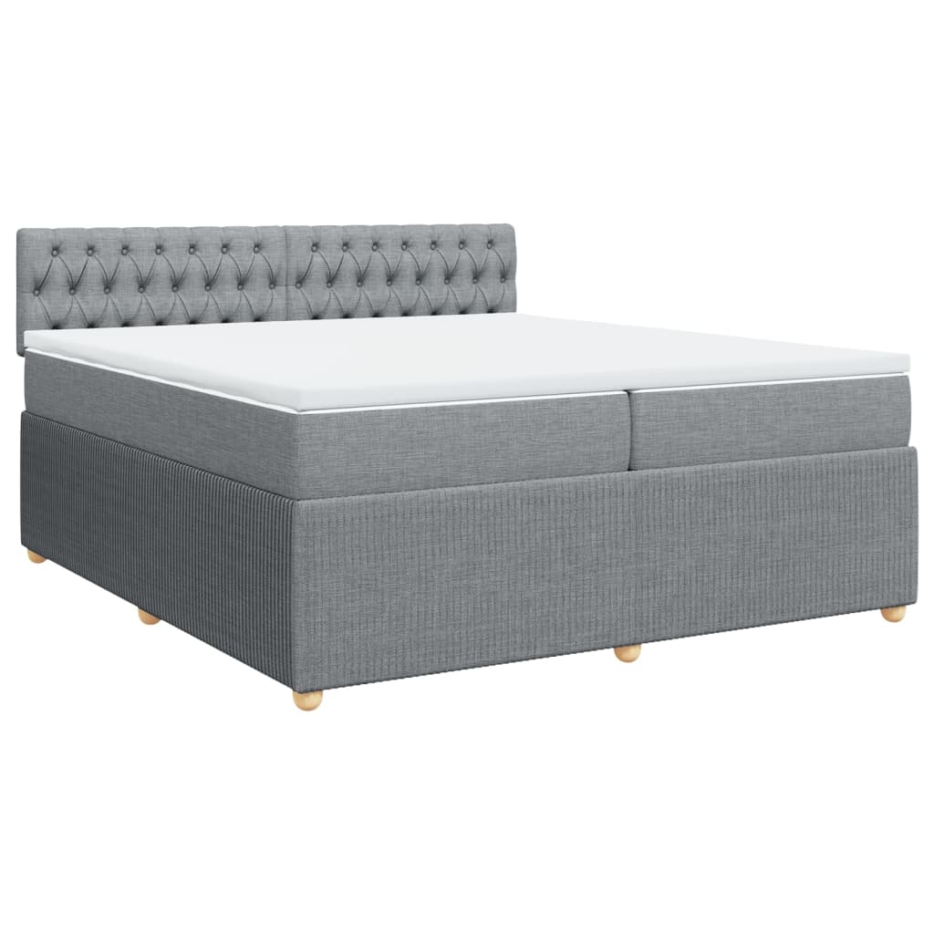 Boxspring met matras stof lichtgrijs 200x200 cm