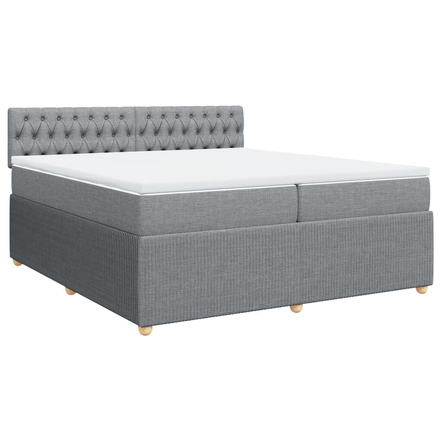 Boxspring met matras stof lichtgrijs 200x200 cm