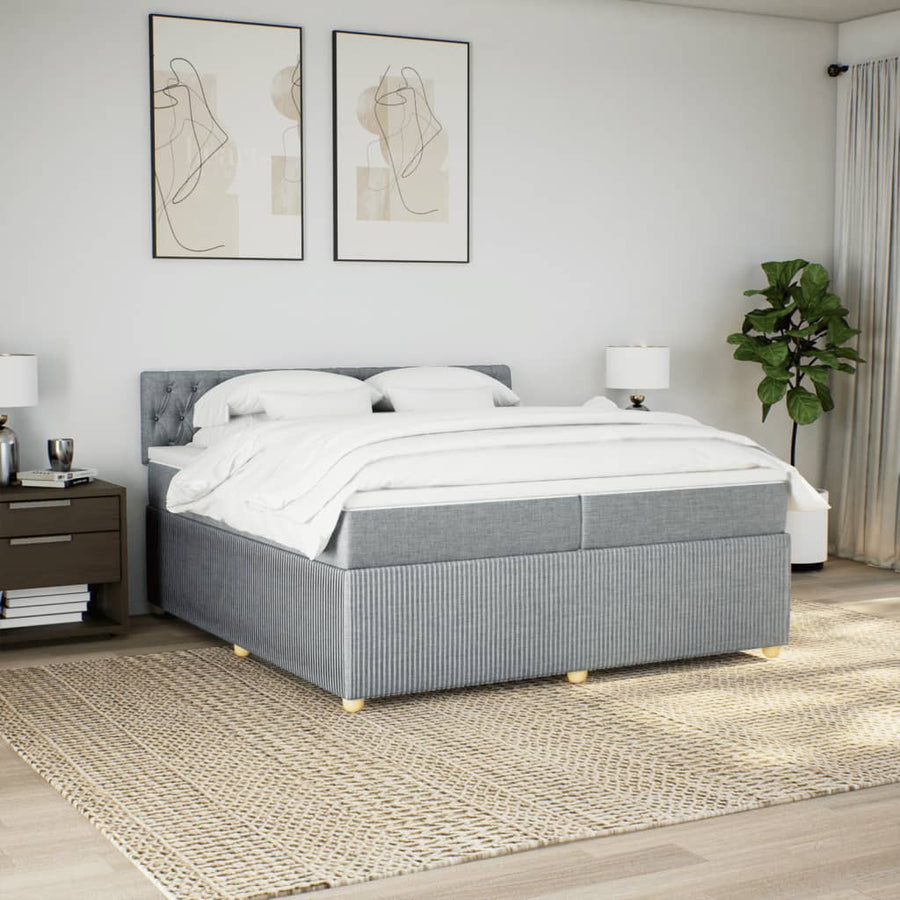 Boxspring met matras stof lichtgrijs 200x200 cm