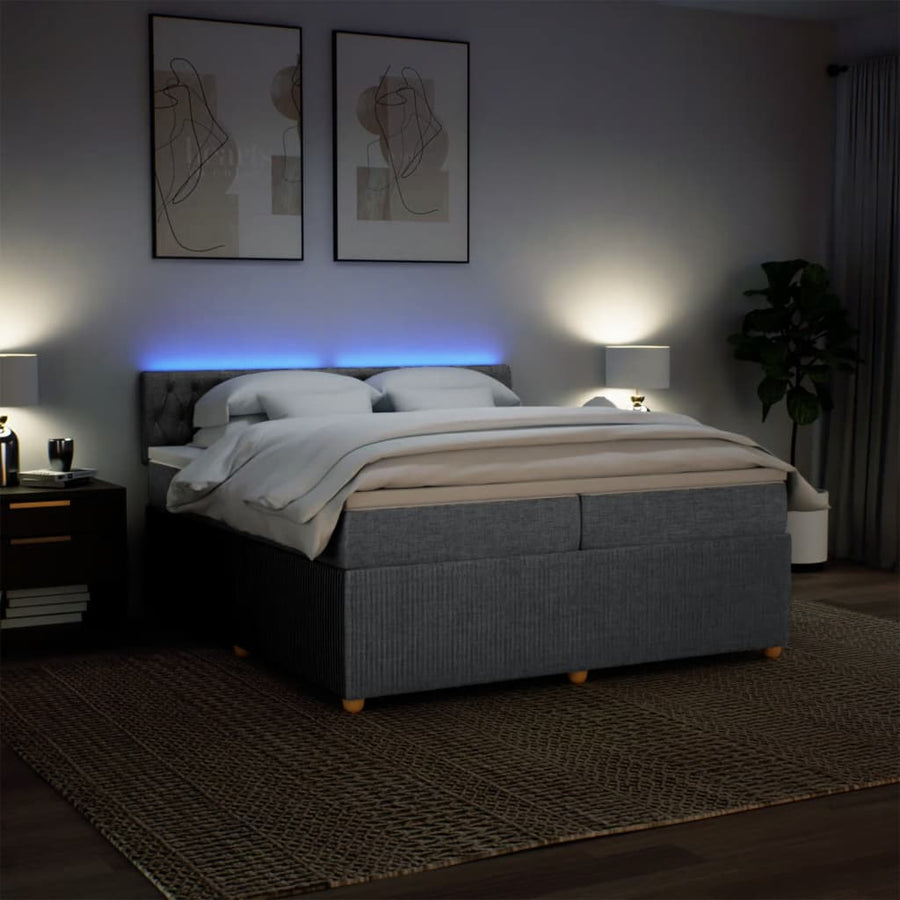 Boxspring met matras stof lichtgrijs 200x200 cm