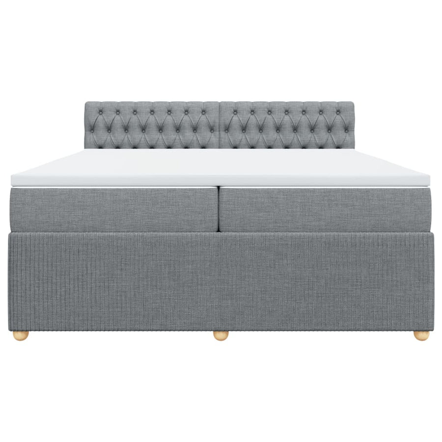 Boxspring met matras stof lichtgrijs 200x200 cm