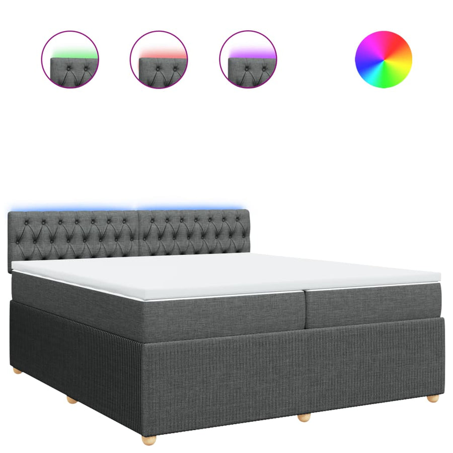 Boxspring met matras stof donkergrijs 200x200 cm